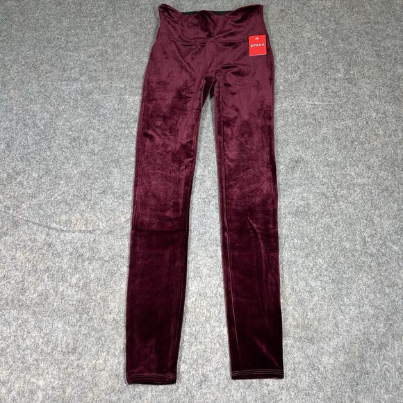 SPANX Velvet leggings Women's Small Rich Burgundy Pull On High Waist stretch - Picture 1 of 9